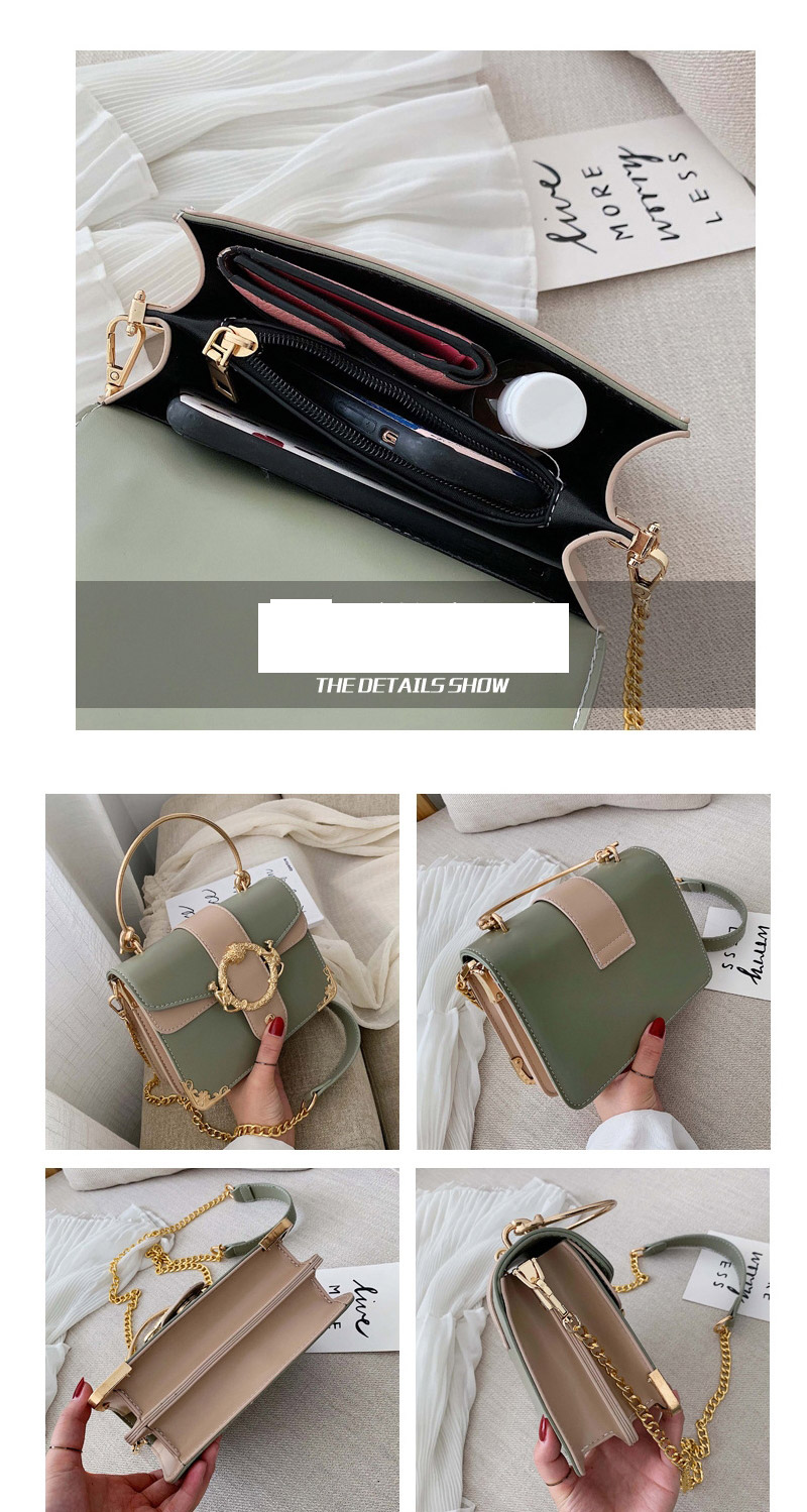 Fashion Small Green Khaki Chain Contrast Color Shoulder Messenger Bag,Handbags
