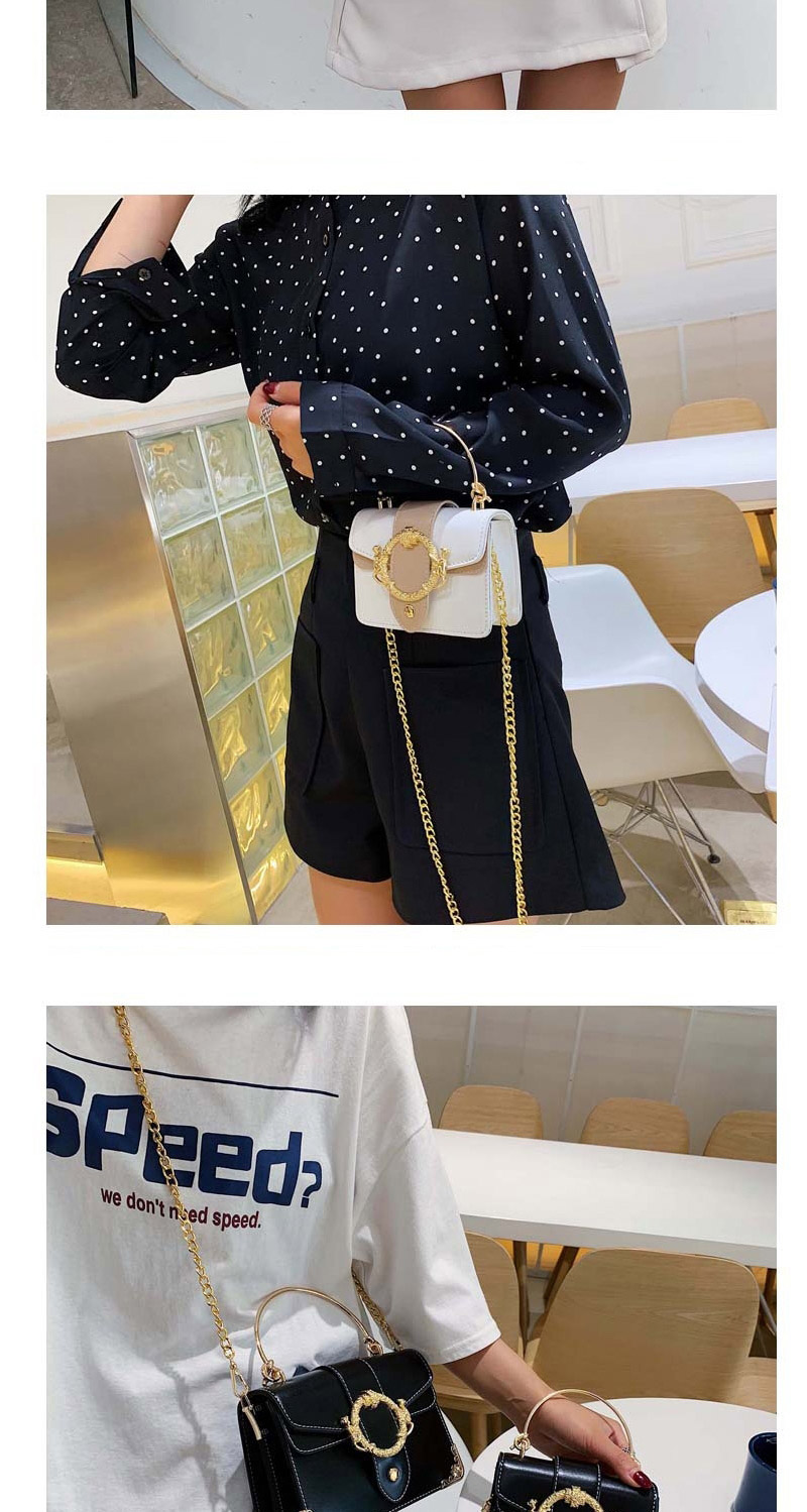 Fashion Small White Chain Contrast Color Shoulder Messenger Bag,Handbags