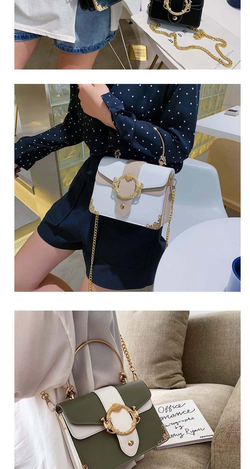 Fashion Small Green White Chain Contrast Color Shoulder Messenger Bag,Handbags