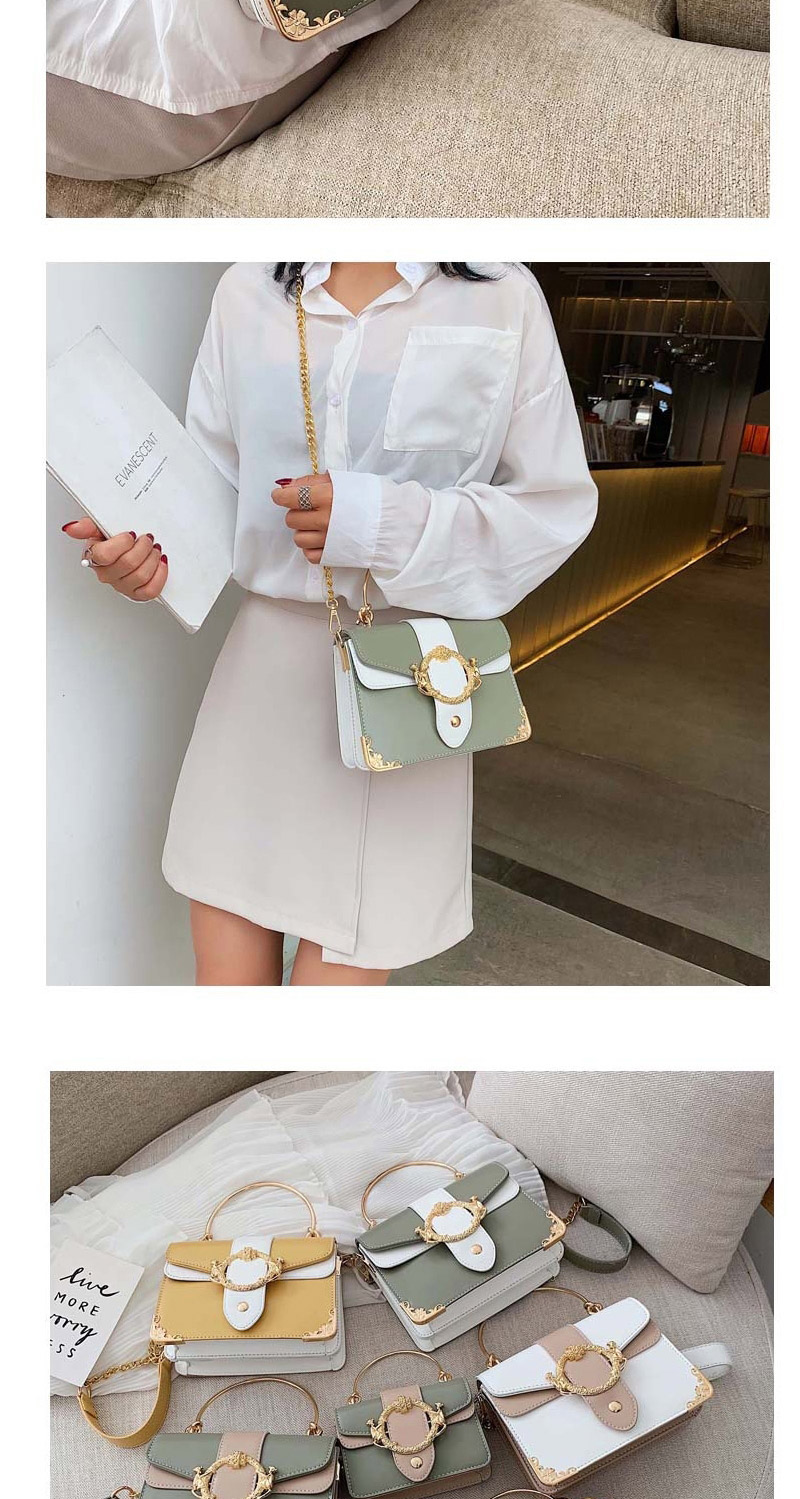 Fashion Large Green Khaki Chain Contrast Color Shoulder Messenger Bag,Handbags