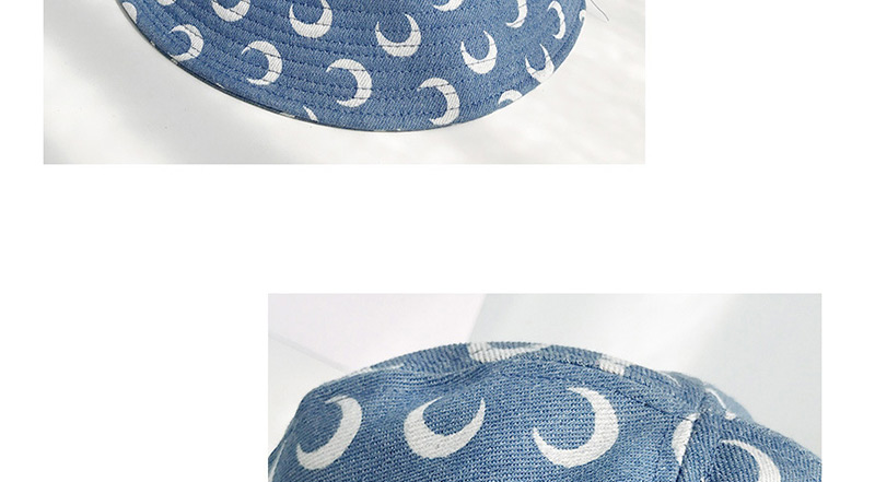 Fashion Moon Denim Blue Denim Moon Print Fisherman Hat,Sun Hats