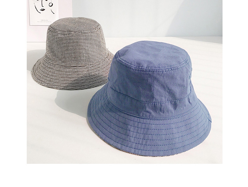 Fashion Small Plaid Solid Color Double-sided Navy Double-sided Fisherman Hat,Sun Hats
