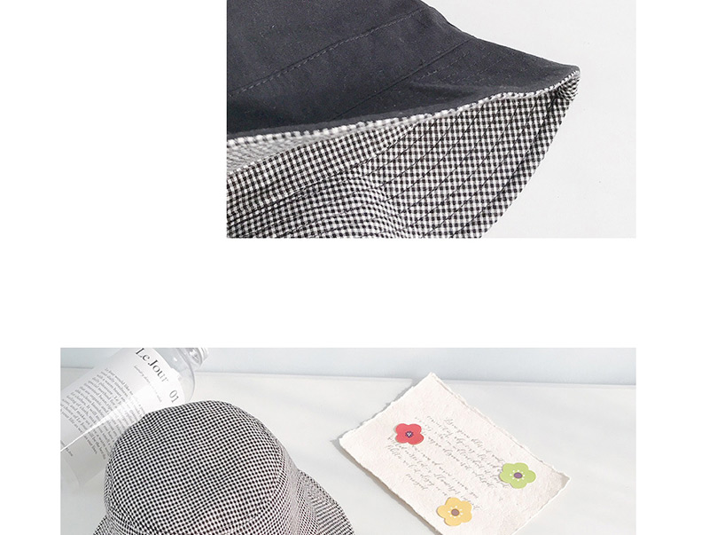 Fashion Small Plaid Solid Color Double Sided Black Double-sided Fisherman Hat,Sun Hats
