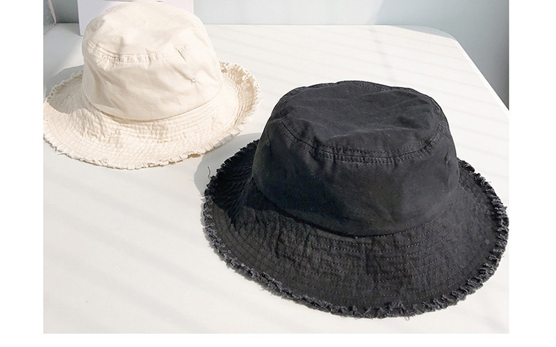 Fashion Solid Color Wide Raw Black Frayed Folding Cap,Sun Hats