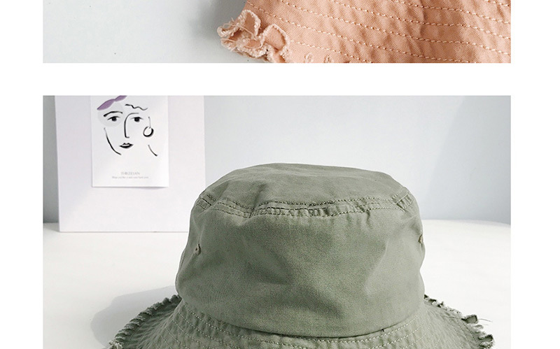 Fashion Solid Color Wide Raw Edge Army Green Frayed Folding Cap,Sun Hats