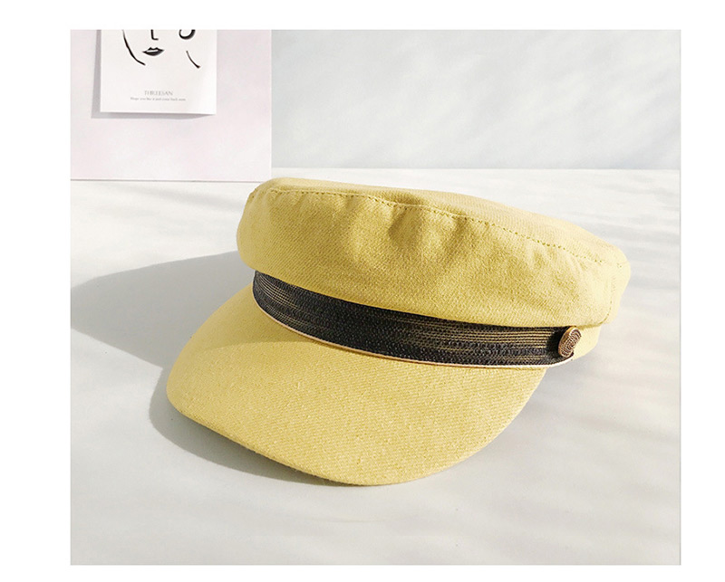 Fashion Lace Button Turmeric Thin Sponge Beret,Sun Hats