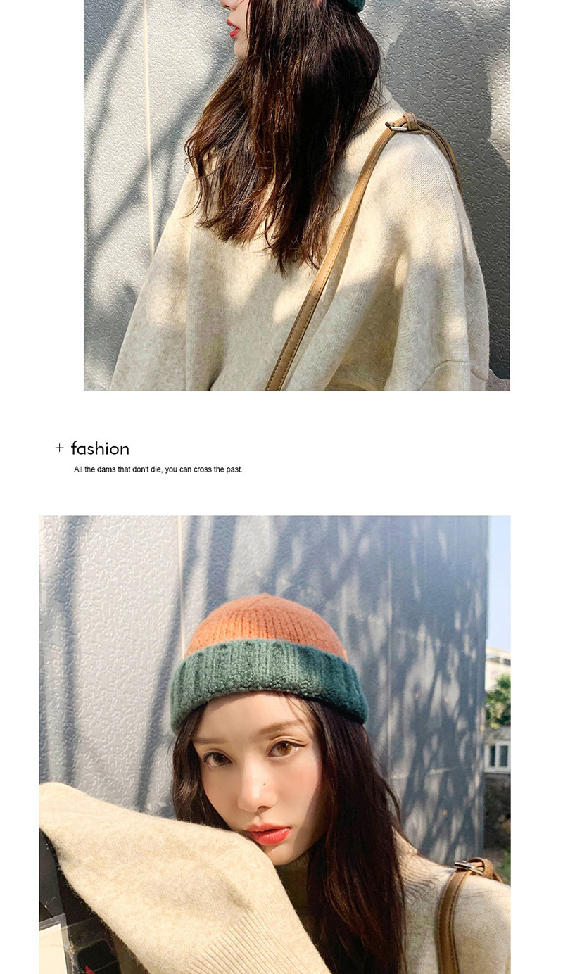 Fashion Color Matching Purple + Beige Knitted Color Matching Cuffed Melon Fur Line Parent-child Cap,Knitting Wool Hats