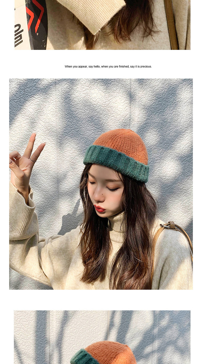 Fashion Color Matching Black + Blue Knitted Color Matching Cuffed Melon Fur Line Parent-child Cap,Knitting Wool Hats