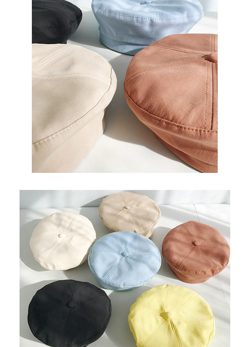 Fashion Six Pieces Of Stitching Yellow Thin Beret,Sun Hats