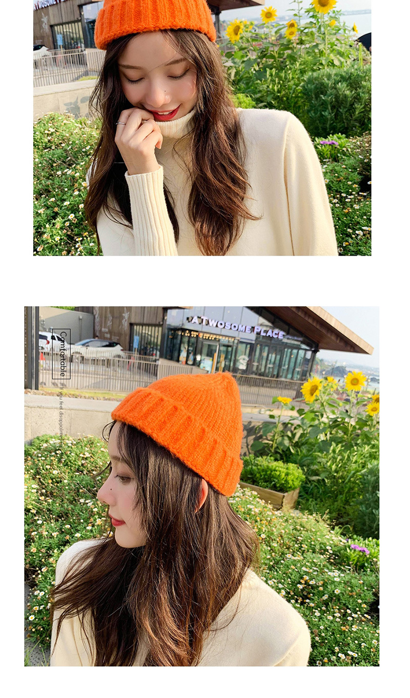 Fashion Thick Side Short Beige Wool Knit Parent-child Melon Cap,Knitting Wool Hats