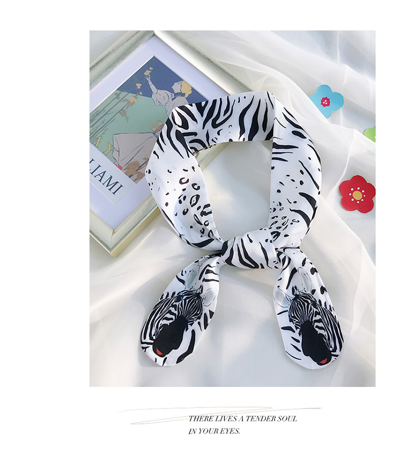 Fashion Zebra On White Cartoon Animal Print Rounded Scarves,Thin Scaves