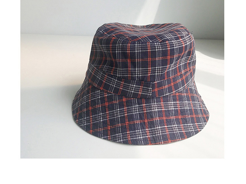 Fashion Small Lattice Navy Plaid Fisherman Hat,Sun Hats