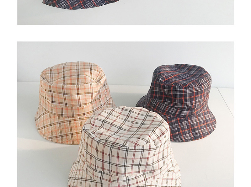 Fashion Small Lattice Khaki Plaid Fisherman Hat,Sun Hats