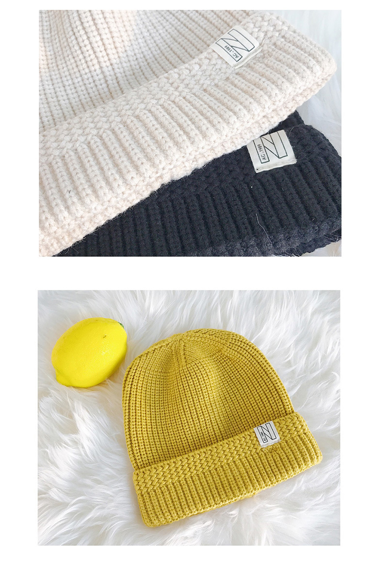Fashion N-word Patch Beige Knitted Cap,Knitting Wool Hats