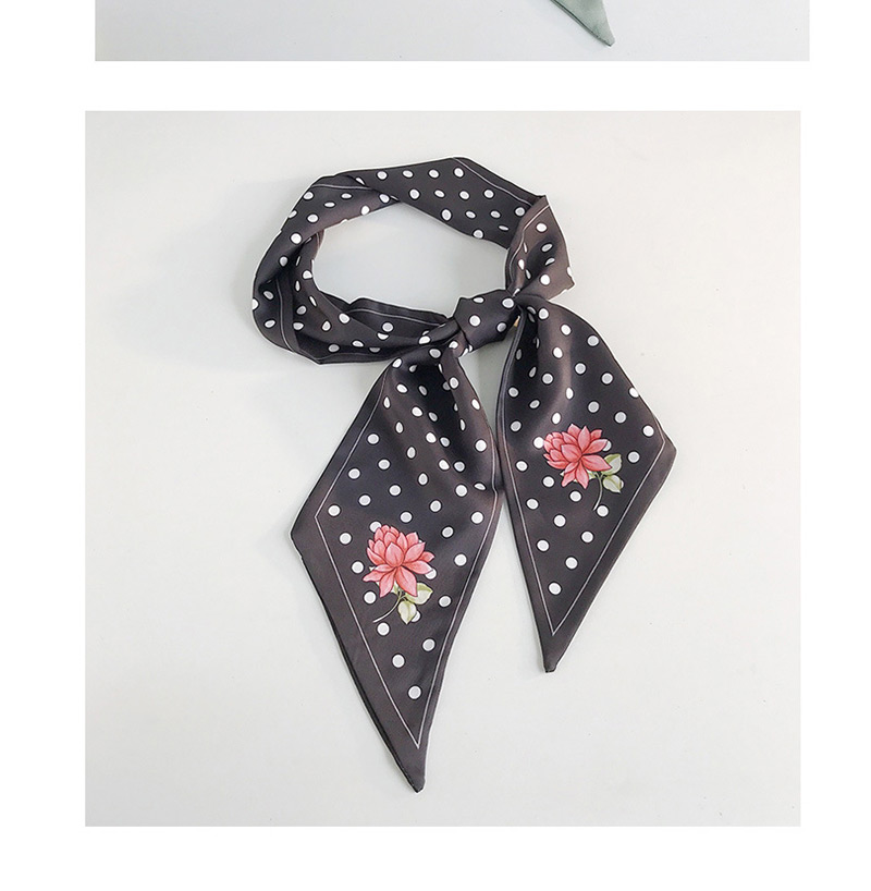 Fashion A Flower With A Green Dot Double-sided Printed Beveled Scarf,Thin Scaves