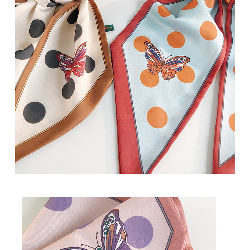 Fashion Butterfly Big Dots Light Blue Orange Dots Printed Butterfly Scarf,Thin Scaves