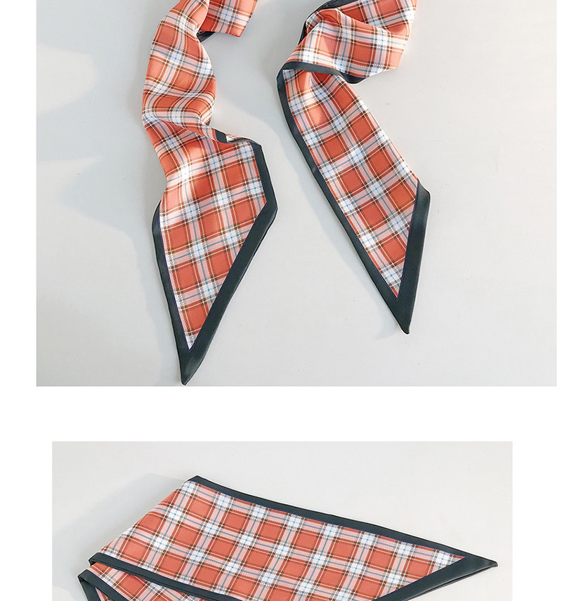 Fashion English Lange Orange Plaid Printed Silk Scarf,Thin Scaves