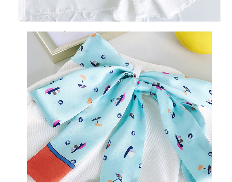 Fashion Boat Blue Slender Strip Print Silk Scarf 190cm,Thin Scaves