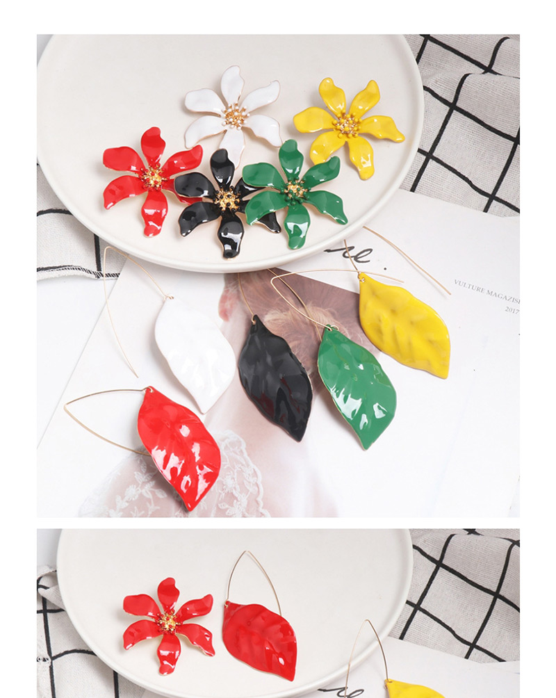 Fashion White Asymmetrical Leaf Flower Combination Earrings,Stud Earrings