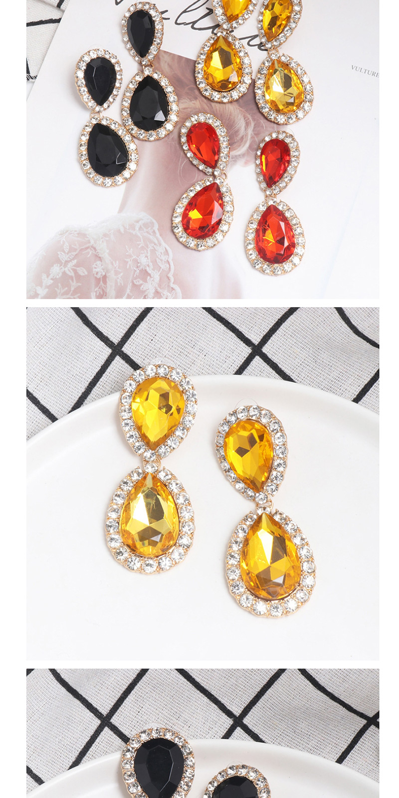 Fashion Yellow Water Droplet Earring,Drop Earrings