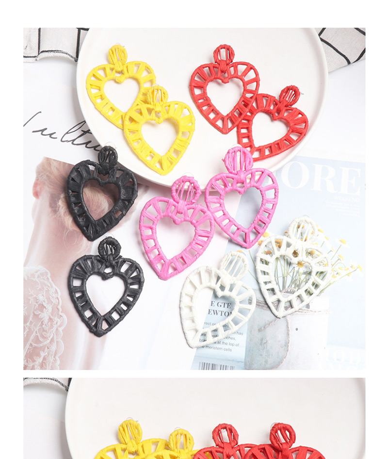 Fashion Pink Hollow Alloy Lafite Heart-shaped Earrings,Drop Earrings