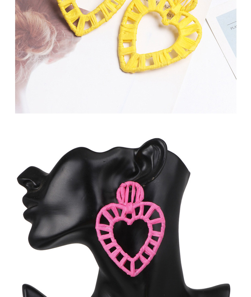 Fashion Yellow Hollow Alloy Lafite Heart-shaped Earrings,Drop Earrings