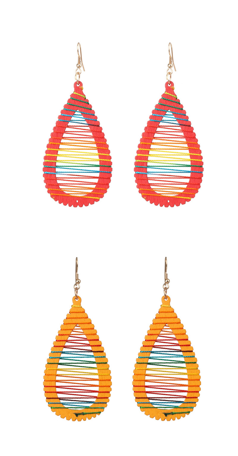 Fashion Diamond Yellow Geometric Wooden Winding Rainbow Line Earrings,Drop Earrings