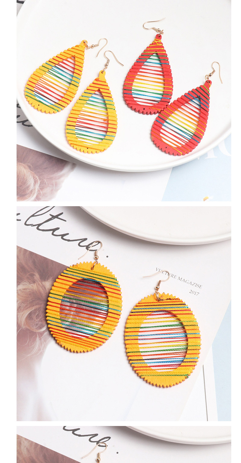 Fashion Diamond Yellow Geometric Wooden Winding Rainbow Line Earrings,Drop Earrings