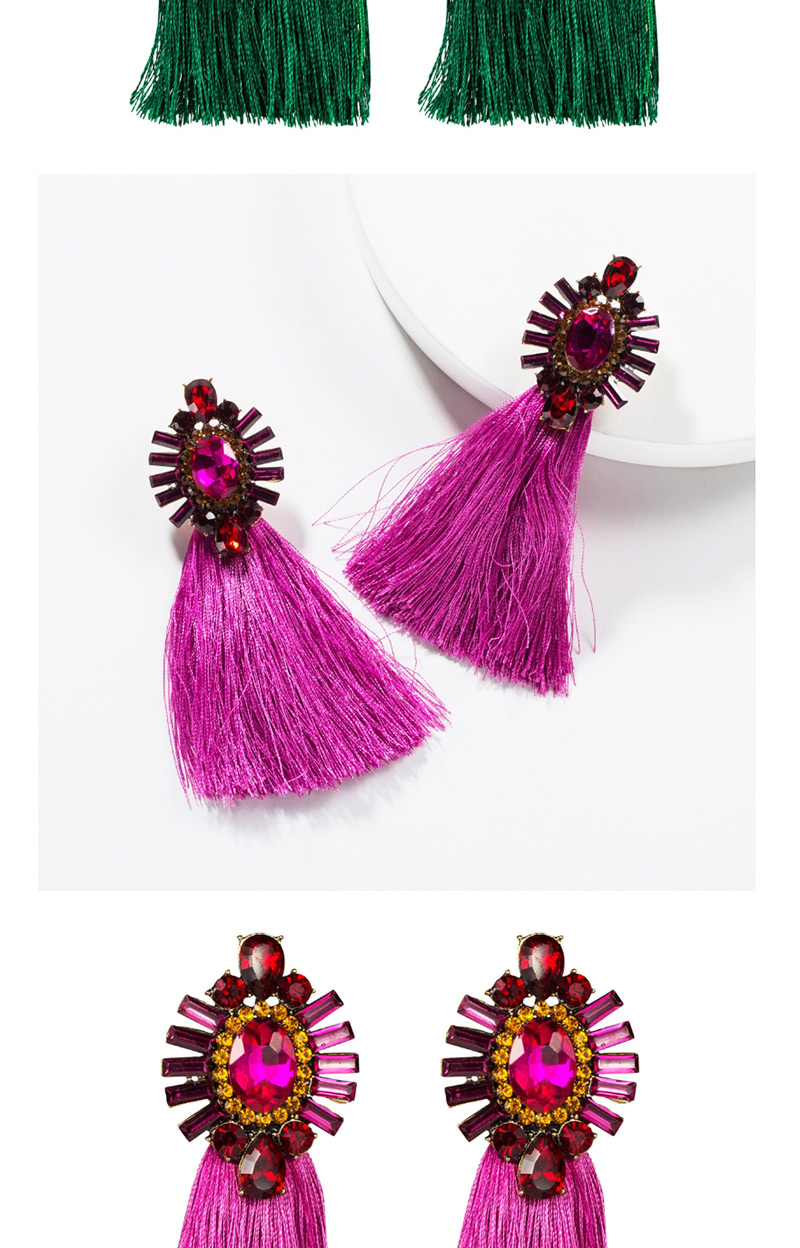 Fashion Rose Red Acrylic-studded Tassel Earrings,Drop Earrings