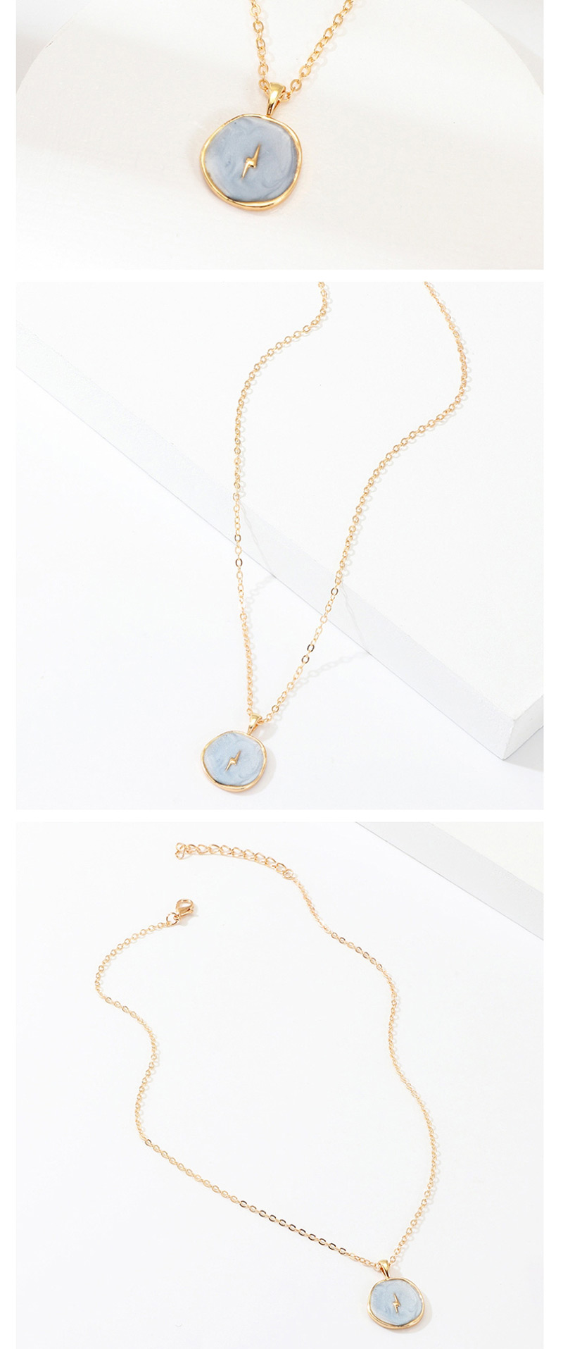 Fashion Blue Alloy Drop Oil Star Moon Necklace,Pendants