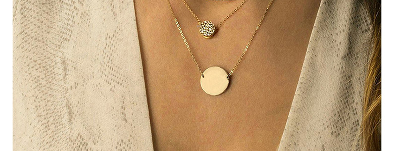 Fashion Gold Multi-layer Geometric Round Stainless Steel,Necklaces