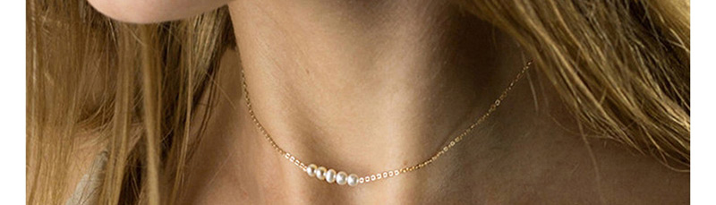 Fashion Gold Double Stainless Steel Strip Pearl Necklace,Necklaces