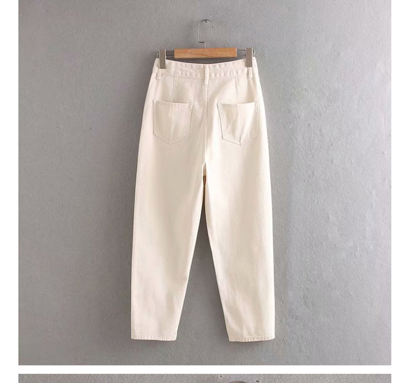 Fashion White Washed High Waist Slimming Irregular Jeans,Denim
