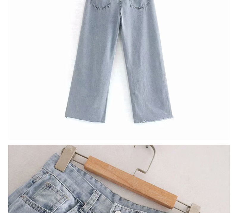 Fashion Blue Washed Wide-legged Jeans,Denim