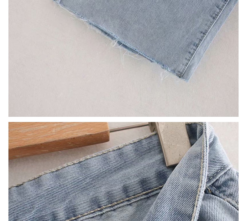 Fashion Blue Washed Wide-legged Jeans,Denim