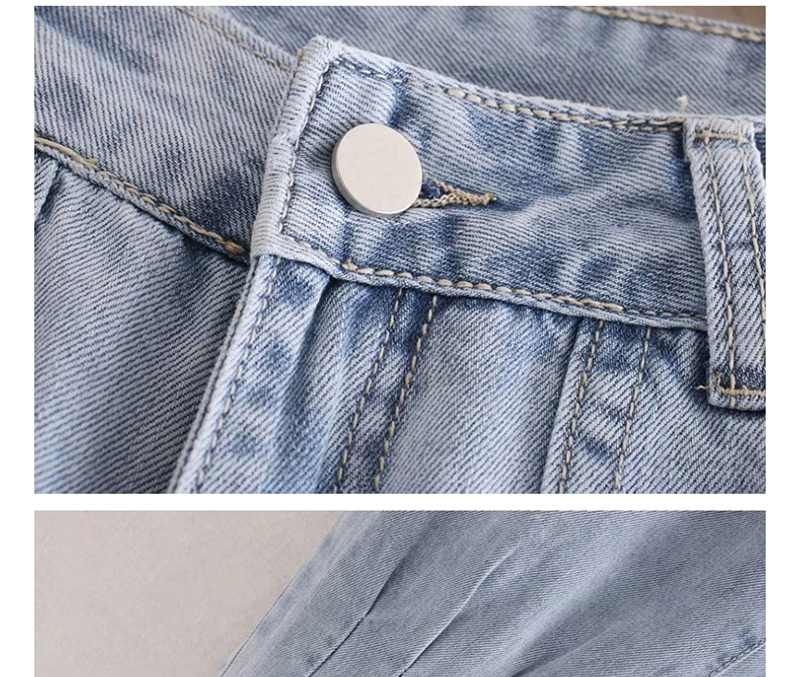 Fashion Blue Washed Big Pocket Jeans,Denim