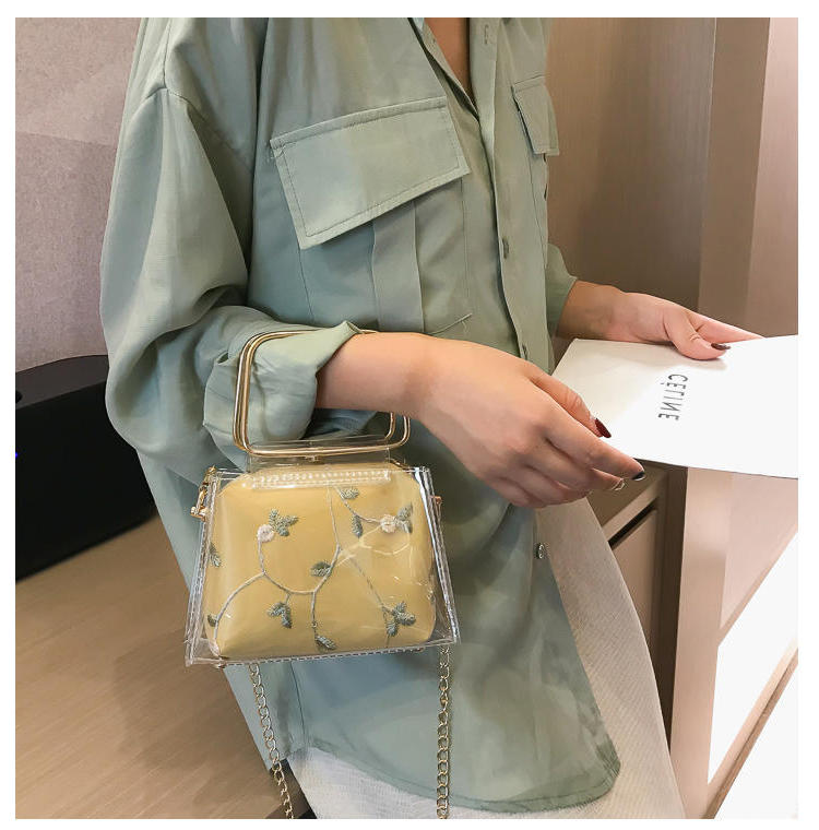 Fashion White Lace Transparent Chain Child Portable Messenger Bag,Handbags