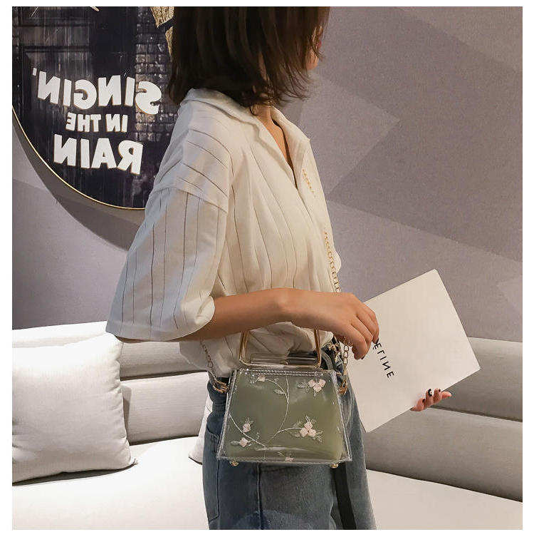 Fashion White Lace Transparent Chain Child Portable Messenger Bag,Handbags