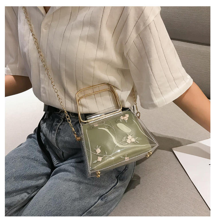 Fashion Yellow Lace Transparent Chain Child Portable Messenger Bag,Handbags