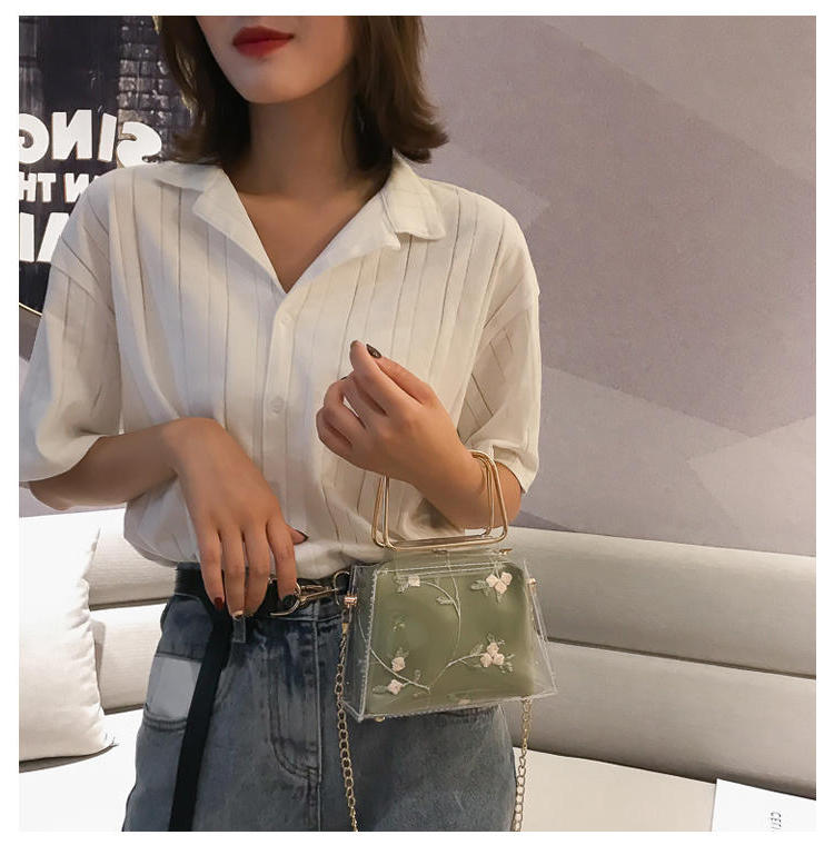 Fashion Black Lace Transparent Chain Child Portable Messenger Bag,Handbags