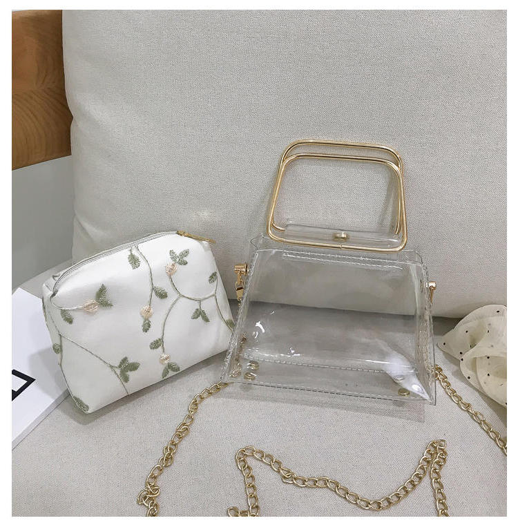 Fashion Yellow Lace Transparent Chain Child Portable Messenger Bag,Handbags
