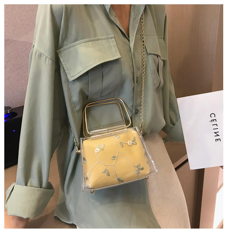 Fashion Green Lace Transparent Chain Child Portable Messenger Bag,Handbags