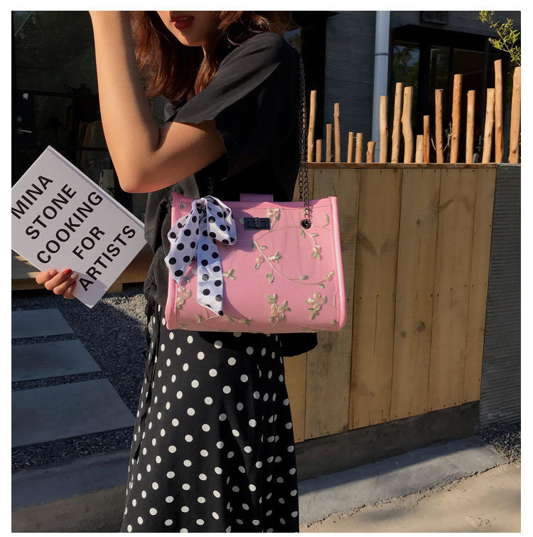 Fashion Pink Scarf Turn Lock Shoulder Bag Shoulder Bag,Messenger bags