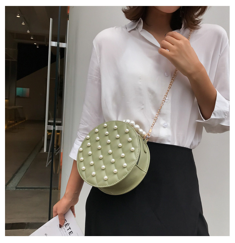 Fashion Brown Chain Pearl Handbag Shoulder Messenger Bag,Handbags