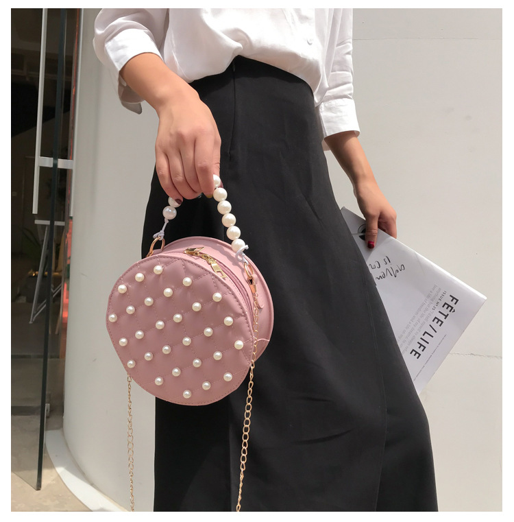 Fashion Pink Chain Pearl Handbag Shoulder Messenger Bag,Handbags