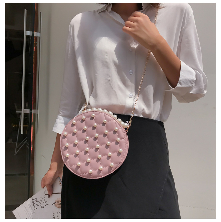Fashion Black Chain Pearl Handbag Shoulder Messenger Bag,Handbags