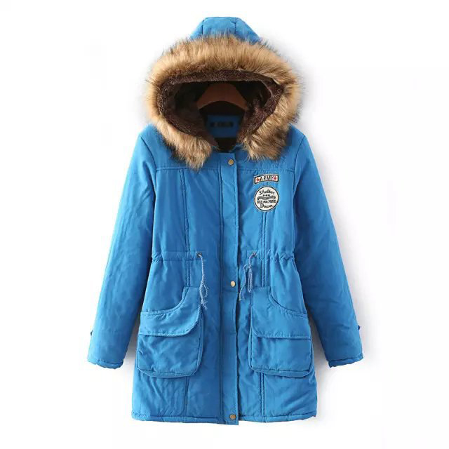 Fashion Denim Blue Thick Hooded Long Suede Lamb Wool Coat,Coat-Jacket