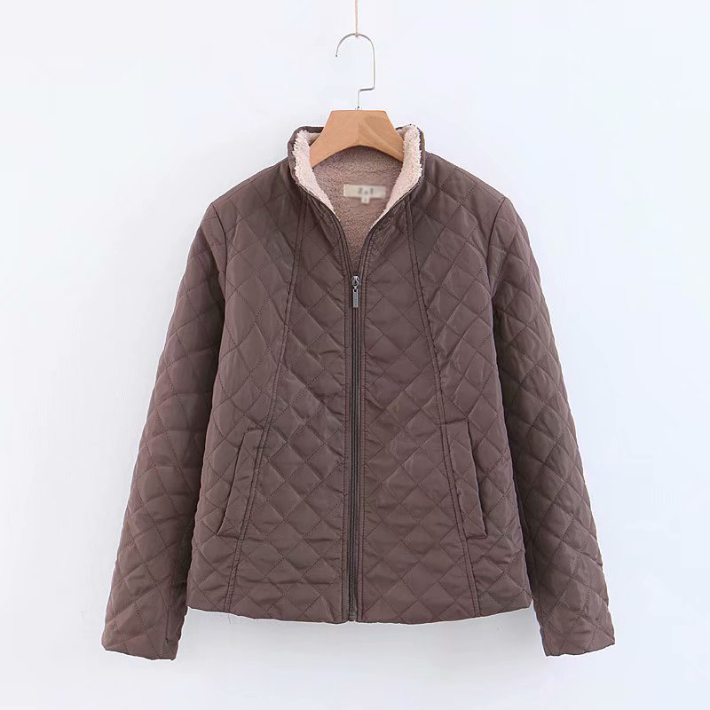 Fashion Brown Stand Collar Mesh Short Lightweight Coat,Coat-Jacket