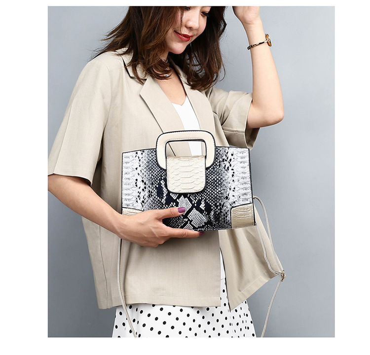 Fashion Black Crocodile Pattern Color Matching Shoulder Bag,Handbags
