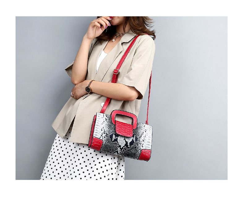 Fashion Red Crocodile Pattern Color Matching Shoulder Bag,Handbags
